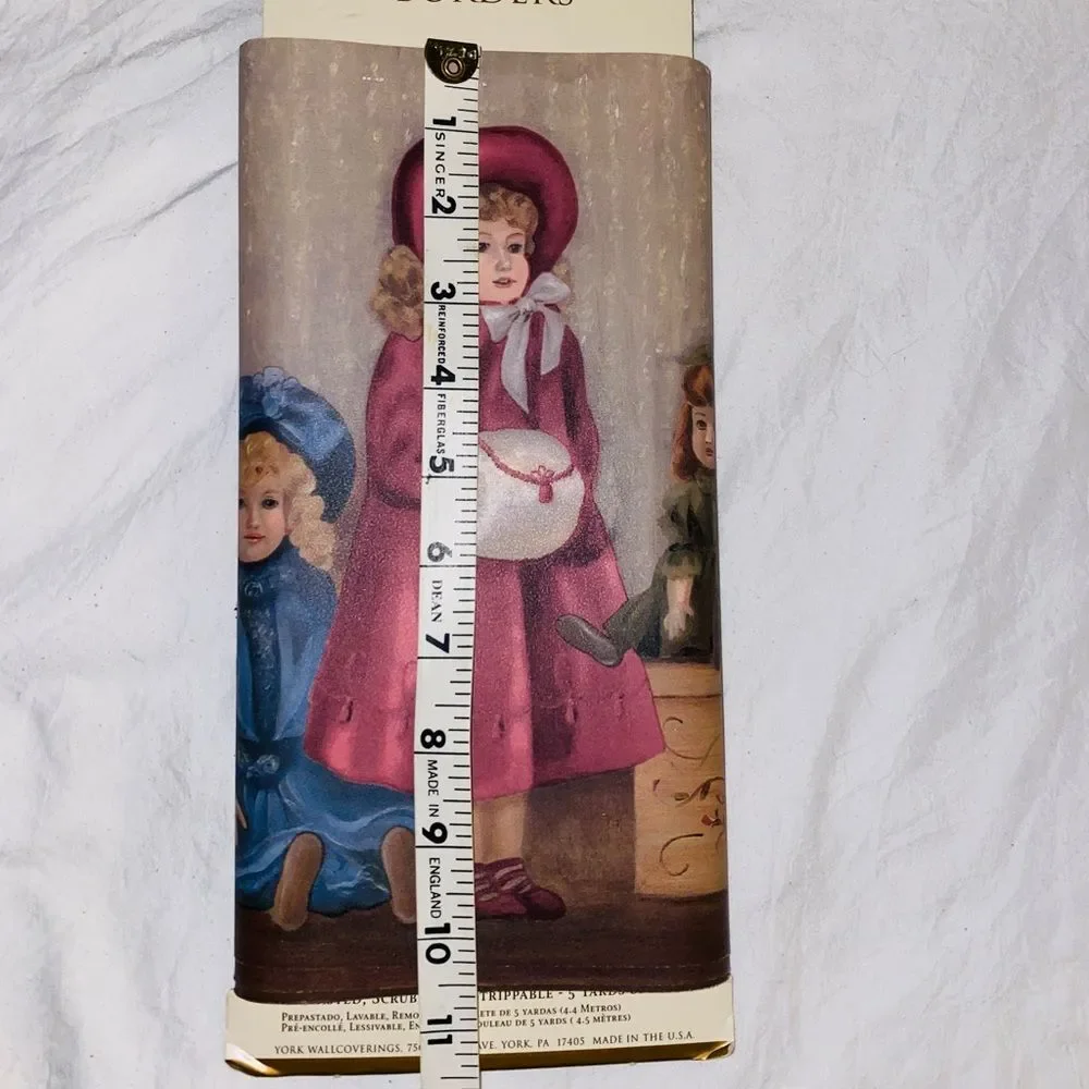 York Borders Antique Dolls Wallpaper Border. 5 Yard Spool Victorian Ladies